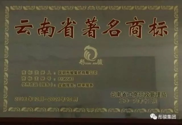 恭喜荣获“云南省著名商标