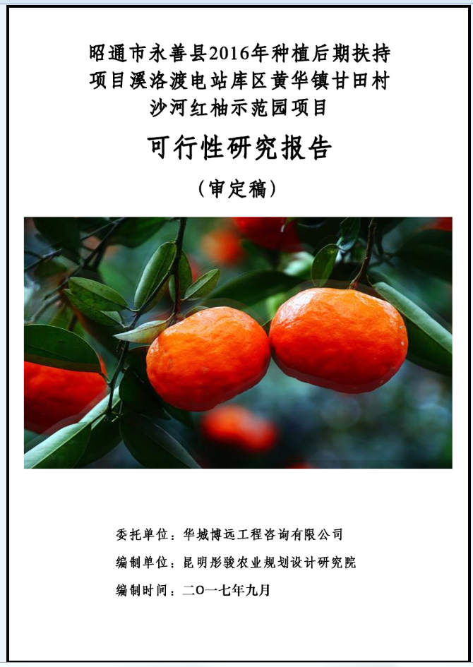 昭通永善红柚种植可研