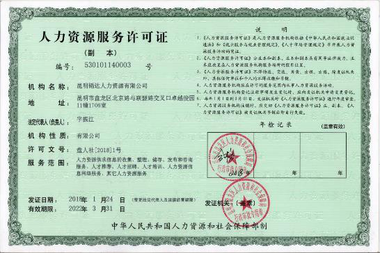 人力资源服务许可证
